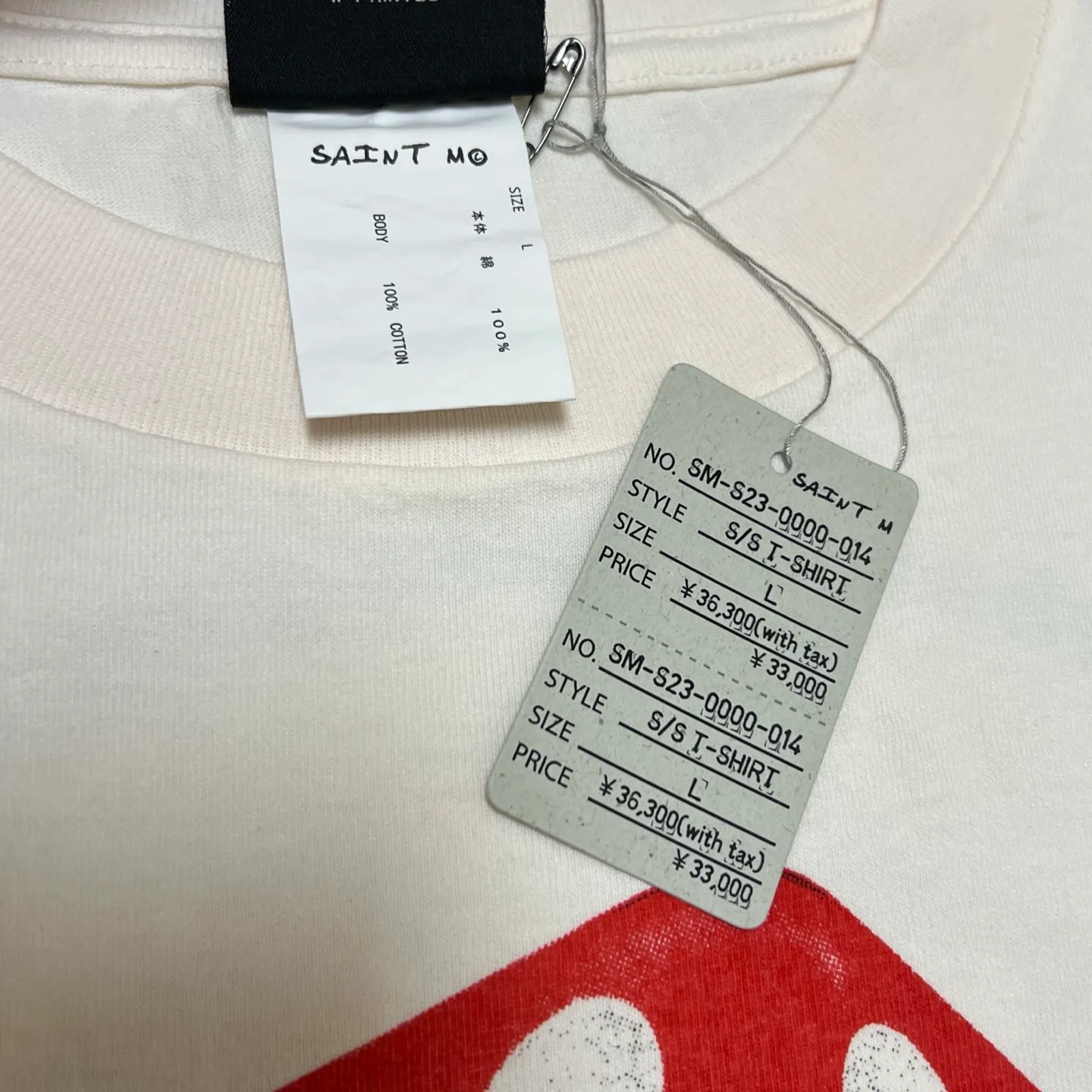 SAINT Mxxxxxx CIRCLE TEE/WHT SAINT dice printed washed short sleeves off-white S-XL cylindrical side seam fabric high weight cylindrical woven tee original development highly restored printing VINTAGE black label/wash label code correct/tag code correct Invincible details Top purchasing level
